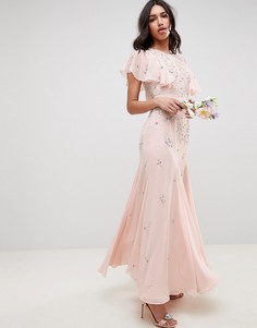 Декорированное платье макси ASOS DESIGN bridesmaid - Розовый