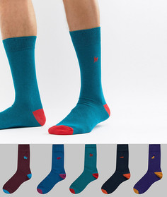 5 пары разноцветных носков с анималистичной вышивкой River Island - Фиолетовый