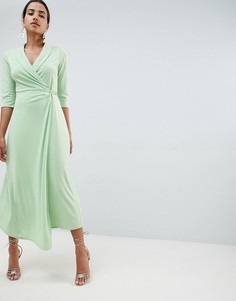 Платье-рубашка миди с застежкой на английскую булавку ASOS DESIGN - Зеленый