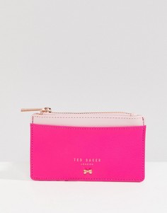 Фактурная кожаная визитница на молнии Ted Baker - Розовый