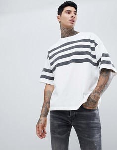 Белая плотная oversize-футболка с полосками AllSaints - Белый