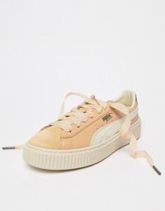 Бежевые кроссовки на платформе Puma - Коричневый