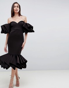 Облегающее платье с плиссировкой ASOS PREMIUM - Черный