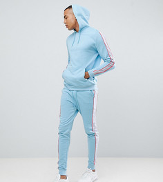 Спортивный комплект из худи и джоггеров скинни с полосками по бокам ASOS DESIGN tall - Синий
