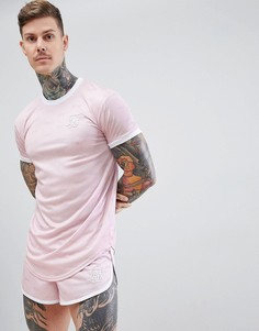 Розовая футболка с закругленным краем SikSilk - Розовый