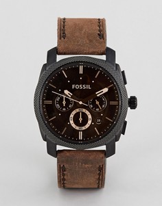 Часы с кожаным ремешком Fossil FS4656 Machine - Коричневый