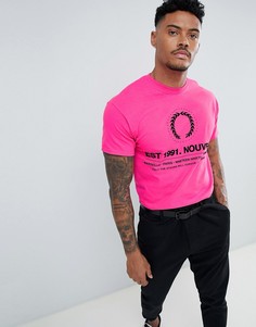Ярко-розовая футболка с принтом River Island - Розовый