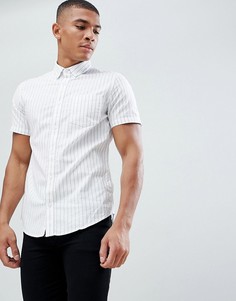 Белая облегающая рубашка с короткими рукавами Burton Menswear - Белый