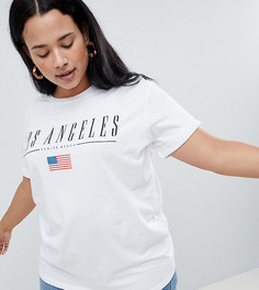 Футболка бойфренда с принтом los angeles ASOS CURVE - Белый