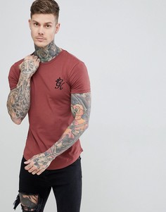 Удлиненная футболка цвета ржавчины Gym King - Красный