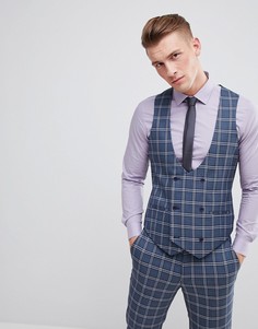 Сине-белый жилет скинни в клетку ASOS DESIGN - Синий