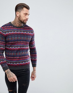 Серый джемпер с узором Фэйр-Айл Pull&amp;Bear - Серый Pull&Bear