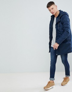 Темно-синяя куртка с короткой стеганой вставкой Pull&amp;Bear - Темно-синий Pull&Bear