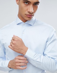 Приталенная строгая рубашка с широким воротником Selected Homme - Синий
