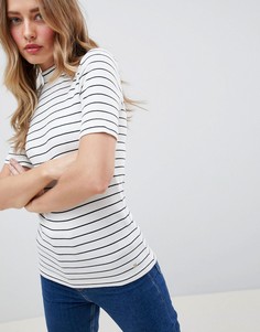 Футболка в полоску с высоким воротом Tommy Hilfiger - Белый