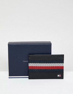 Черный кожаный кошелек для карт с контрастной вставкой Tommy Hilfiger - Черный