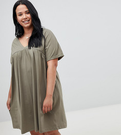 Свободное хлопковое платье ASOS DESIGN Curve - Зеленый