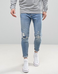 Светлые рваные джинсы-морковки Pull&amp;Bear - Синий Pull&Bear