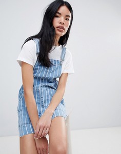 Джинсовое платье-комбинезон в полоску Pull&amp;Bear - Синий Pull&Bear