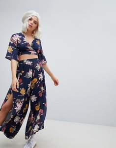 Брюки с цветочным принтом и разрезами Pull&amp;Bear - Мульти Pull&Bear