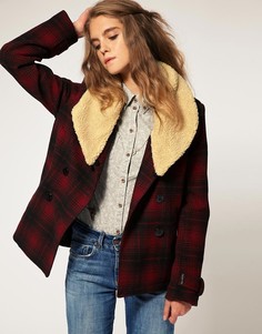 Полупальто в клетку Maison Scotch - Красный