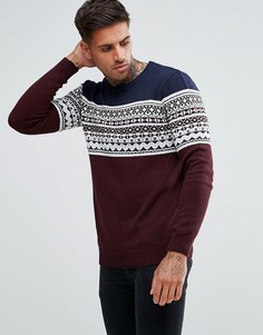 Бордовый джемпер с узором Фэйр-Айл Pull&amp;Bear - Красный Pull&Bear