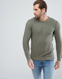 Фактурный джемпер цвета хаки с круглым вырезом Pull&amp;Bear - Зеленый Pull&Bear