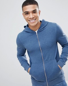 Худи меланжевой расцветки на молнии ASOS DESIGN - Темно-синий