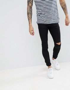 Черные супероблегающие джинсы с рваными коленями Pull&amp;Bear - Черный Pull&Bear