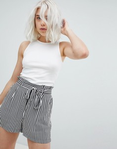Короткая майка в рубчик Pull&amp;Bear - Белый Pull&Bear