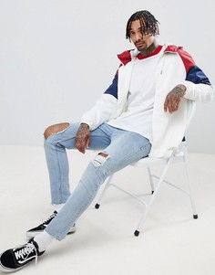 Белая нейлоновая куртка с цветными вставками Pull&amp;Bear - Белый Pull&Bear