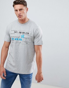 Серая футболка с логотипом Diesel T-Just-W2 Scratch - Серый