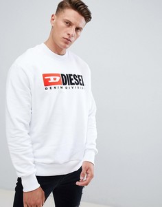 Белый свитшот с логотипом Diesel S-Crew-Division Industry - Белый