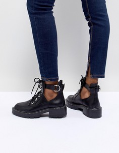 Ботинки на шнуровке с вырезами и массивным каблуком Pull&amp;Bear - Черный Pull&Bear