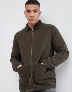 Куртка цвета хаки с вельветовым воротником Pull&amp;Bear - Зеленый Pull&Bear