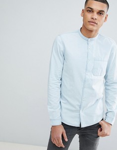 Голубая рубашка с воротником на пуговице Pull&amp;Bear - Синий Pull&Bear