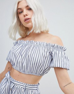 Белый кроп-топ бандо в полоску Pull&amp;Bear - Мульти Pull&Bear