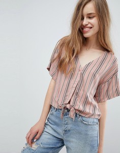 Розовая рубашка в полоску с завязкой Pull&amp;Bear - Розовый Pull&Bear