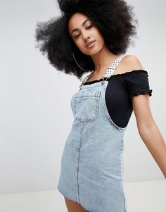 Синий джинсовый сарафан с бретелями в горошек Pull&Bear - Синий Pull&Bear