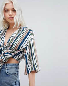 Рубашка в полоску с рукавами-кимоно и завязкой Pull&amp;Bear - Мульти Pull&Bear
