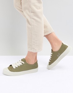 Зеленые кроссовки в бейсбольном стиле Pull&amp;Bear - Зеленый Pull&Bear