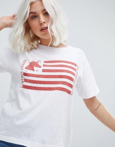 Футболка с американским флагом Pull&amp;Bear - Белый Pull&Bear