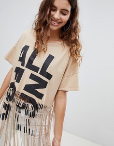 Футболка из органического хлопка с бахромой Pull&Bear - Белый Pull&Bear
