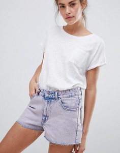 Розовые выбеленные джинсовые шорты Pull&amp;Bear - Розовый Pull&Bear