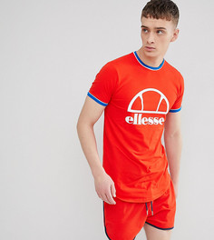 Красная удлиненная обтягивающая футболка с логотипом ellesse - Красный