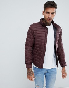 Бордовая дутая куртка Pull&amp;Bear - Фиолетовый Pull&Bear