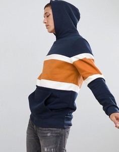 Темно-синий худи в стиле колор блок Pull&amp;Bear - Темно-синий Pull&Bear
