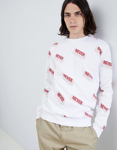 Белый свитшот с надписями Pull&amp;Bear - Белый Pull&Bear