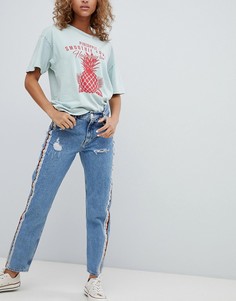 Синие джинсы с полосками по бокам Pull&amp;Bear - Синий Pull&Bear