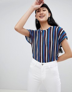 Синий топ в цветную полоску Pull&amp;Bear - Синий Pull&Bear